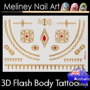3D Flash Tattoos PCT0006 Gold Metallic Body Art Fashion Jewellery Bracelet - Picture 1 of 6