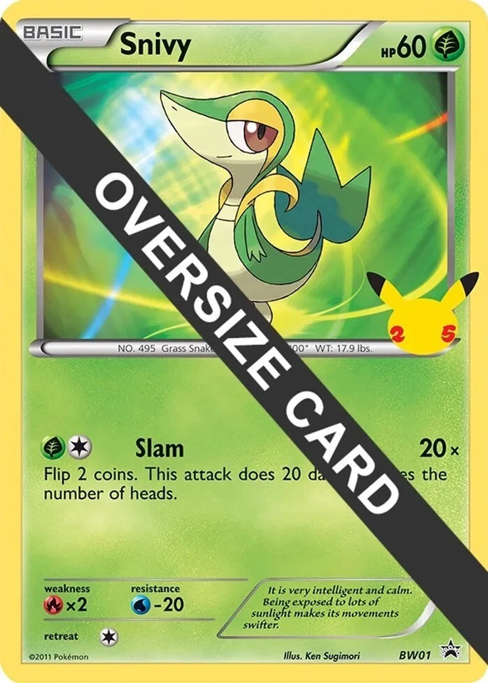 Pokemon Snivy BW01 First Partner Pack 25th Anniversary Jumbo Promo Card - Image 1 of 3