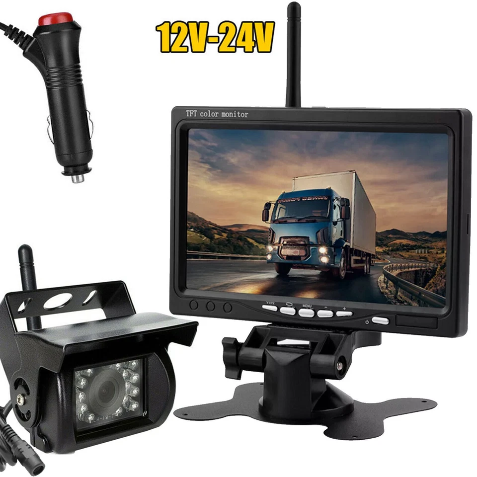 12-24V Digital Wireless Backup Camera w/ 7" Car Monitor for Truck Caravan RVs - Image 1 of 4