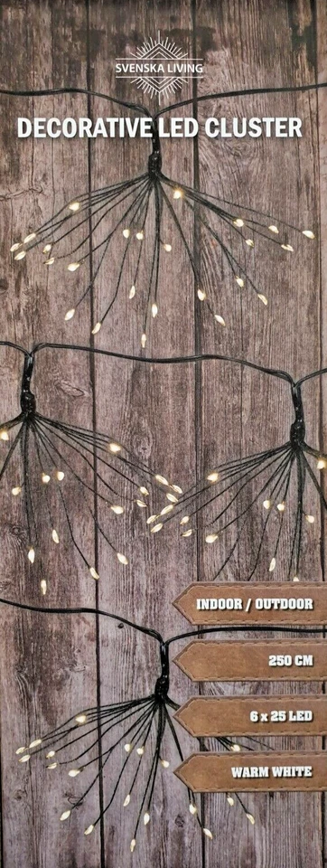 LED Büschel Lichterkette warmweiß 150 innen Strom Weihnachten 6x25 Lichter - Bild 1 von 1