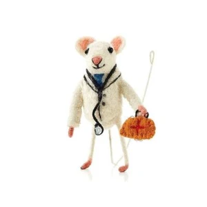 Doctor Mouse Felt Standing Figure Made in India Felted Wool Handmade - Picture 1 of 1
