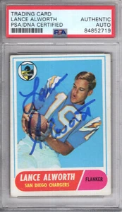LANCE ALWORTH HAND SIGNED 1968 TOPPS FOOTBALL CARD BAMBI PSA SLABBED - Picture 1 of 2