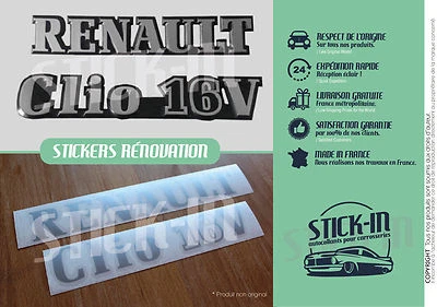 Adesivi Stickers Clio 16V 1991 Ristrutturazione Monogrammi Posteriori 16 V - Immagine 1 di 3