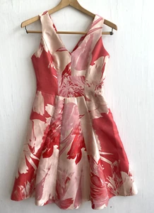 YOANA BARASCHI Anthropologie Floral Jacquard Fit & Flare Dress Pink Size 0 - Picture 1 of 5