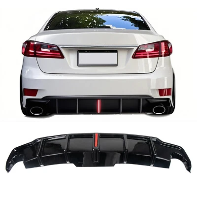 For 2006-13 Lexus IS250 IS350 Sedan Rear Bumper Diffuser W/Led Light Gloss Black Foto 1 de 4