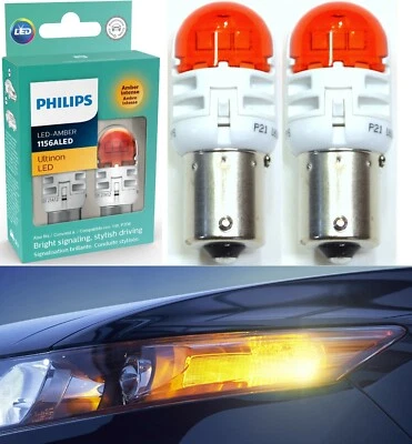 Philips Ultinon LED Light 1156 Amber Orange Two Bulbs Rear Turn Signal Lamp EO - Image 1 of 4