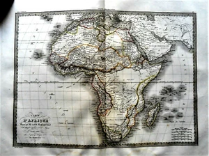 1827Original Gravure MAPPA DELL'AFRICA - AFRIQUE..M.LAPIE - Imagen 1 de 3