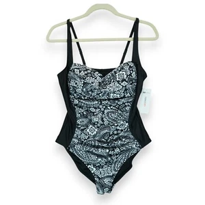 NWT Liz Claiborne Women’s Essentials Paisley One Piece Swimsuit Size 8 MSRP $89 - Picture 1 of 7