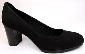 Anne Klein CAROLE Black Fabric Round Toe Block Heel Slip On Pumps, Size 8.5 Med - Picture 1 of 13
