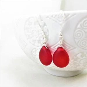 red sea glass earrings - Picture 1 of 7