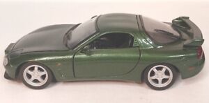 1995 Motor Max Mazda RX7 Die Cast Car Green Hood Hatch Doors Open