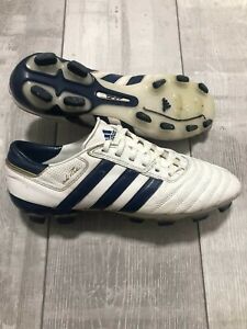 Adidas ADIPURE III TRX FG White Blue Leather Football Soccer Cleats US8 1/2 UK8 
