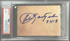 Carl Yastrzemski Signed Cut 3000 Hit Club Sox Baseball HOF PSA/DNA Auto Mint 9 - Picture 1 of 2