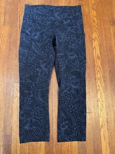 Lululemon Blue Black Speed Up Crop 21" Floral Legging Pockets Running, Size 6 - Picture 1 of 9