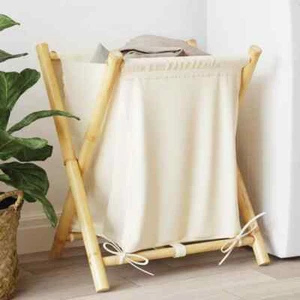 Laundry Basket Washing Clothes Hamper Organizer Cream White Bamboo vidaXL - Picture 1 of 20