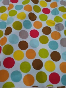 Riley Blake Designs Fabric large Polka Dots Puppy Park blue red brown orange  - Picture 1 of 1