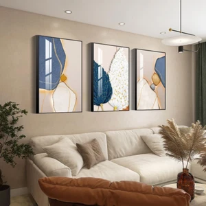 Wall Art Set of 3 Frames Canvas Wall Art Decor Abstract Minimalism Natural Style - Picture 1 of 6