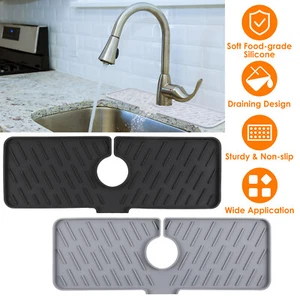 6"*17inch Silicone Faucet Mat Kitchen Sink Splash Guard Faucet Slip Drain Pad - Picture 1 of 23