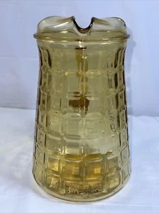 Vintage Amber Glass Waffle Block Pitcher with Ice Lip Great Condition - Picture 1 of 6