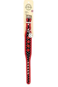 NEW BOND & CO. Black Dot Collar, Gold Small 8-10 in 20-25 cm Buckle Red Buttons - Picture 1 of 8