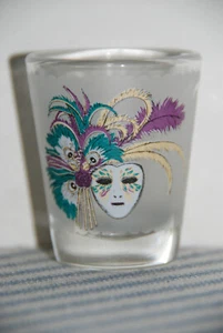Mardi Gras Mask Souvenir Shot Glass - Collectible Barware - Picture 1 of 4