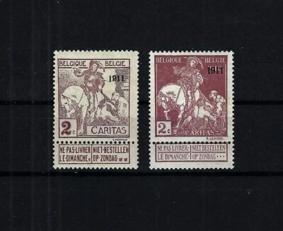 [LM59379] Bélgica N°94/95 Caballos Caritas 1911 MH * COB € 305,00 EXCELENTE Foto 1 de 2