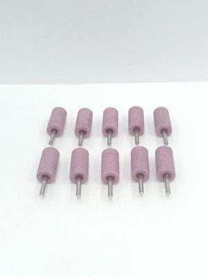 10X PINK CYLINDER MOUNTED GRINDING STONES 6MM SHANK ABRASIVE WHEEL HEAD NEW - Image 1 of 4