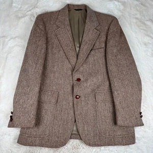 Vintage Harris Tweed Blazer Jacke Sport Mantel 44R beige hellbraun handgewebt Wolle - Bild 1 von 12