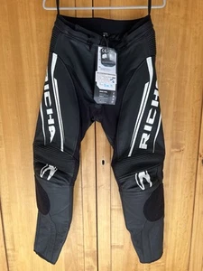 Richa Monza Leather Motorcycle Trousers Black White Pants 30”/48eu - Picture 1 of 6