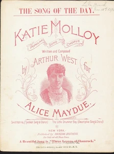 Katie Molloy 1890 ALICE MAYDUE Arthur West Sheet Music! - Picture 1 of 2