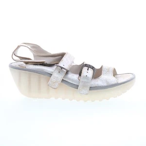 Fly London Yorn YORN388FLY-003 Womens Gray Leather Wedges Sandals Shoes 40 - Picture 1 of 8