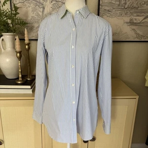 J.MCLAUGHLIN Women Striped Button Down Short Blue White Size Small - Picture 1 of 7