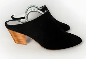 Seychelles Black Suede Clogs Mules Women's 9 Wood Block Heel Chic - Picture 1 of 15