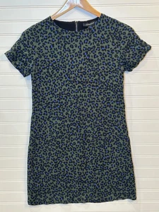 Oliviaceous Women’s Zipper Back Black Blue Cheetah Print Mini Dress Size Small - Picture 1 of 6