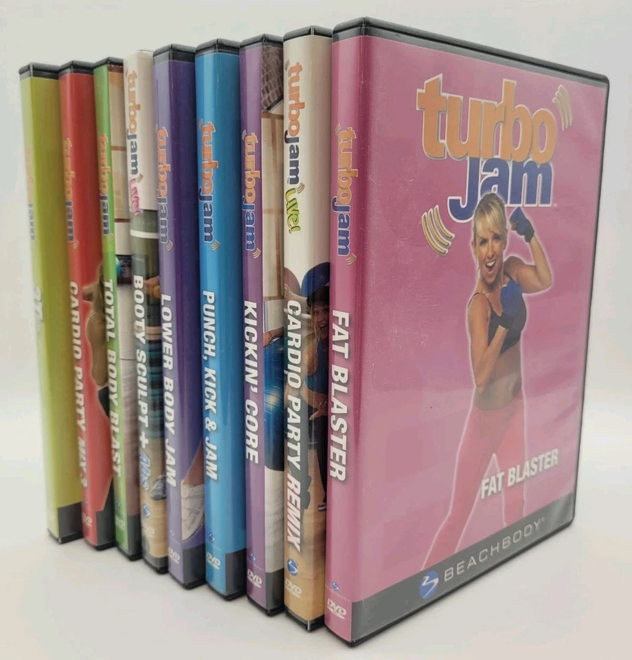 LOT/9 Beachbody Turbo Jam DVD Set Workout Videos Cardio Fat Blaster Abs Core VG+ Foto 1 de 4