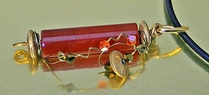 Hand-Crafted Wire and Glass & Brass Beaded Necklace - Picture 1 of 10