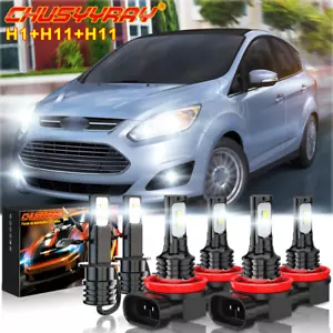 For Ford C-Max 2013-2018 - 6PC LED Headlight High Low Beam + Fog Light Bulbs - Picture 1 of 8