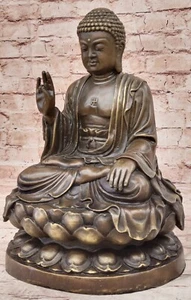 Presencia Meditativa: Buda Shakyamuni en Bellas Artes Estatuilla de Bronce Obra de Arte Decoración - Imagen 1 de 10