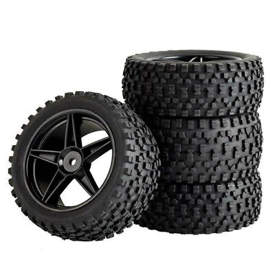 4Pcs RC Tires Wheel Rims Set for 1/10 HSP Off Road Car Buggy Truck 12mm Hex Hub - Image 1 of 4