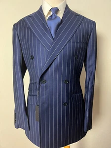 Blue pinstripe super 150 Cerruti double breasted wool suit - Picture 1 of 3