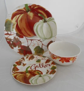12 piezas Calabazas PLATO DE CENA ENSALADA TAZÓN DE SOPA CHILE HOJAS DE OTOÑO Royal Norfolk - Imagen 1 de 4