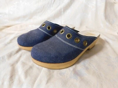 Zapatos Zueco Denim Vintage Años 70 SCANDIA IMPO Hechos en Dinamarca Talla 36 Foto 1 de 4