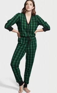 BNWT VICTORIA'S SECRET ONE PIECE THERMAL PAJAMA GREEN & BLUE US SIZE LARGE (L) - Picture 1 of 8