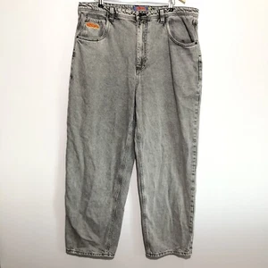Pantalones de mezclilla de skate Empyre para hombre 40 grises revueltos relajados lavado a la piedra calce suelto elástico - Imagen 1 de 13