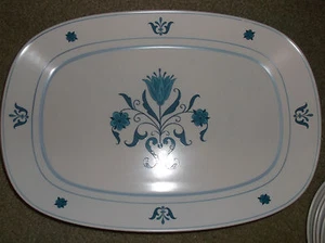 SET OF 2 NORITAKE PROGRESSION BLUE HAVEN 13 1/2 SERVING PLATTERS - Picture 1 of 2