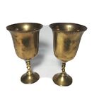 2 Vintage Brass Metal Goblets Drink Cups Ware Made In India Small 5" 6 Ounce