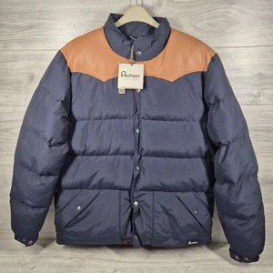 Penfield Giubbotto Uomo Blu Navy Puffer Con Spalle Ecopelle Taglia L Nuovo con etichette - Foto 1 di 10