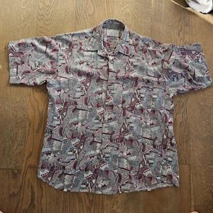 Vintage SONIC Australia 90s Abstract Pattern Shirt Mens L Button Up Party Casual - Picture 1 of 5