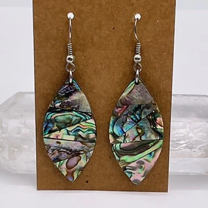 Abalone Shell Earrings Dangle Hook Coastal Sea Ocean Beach Lightweight Jewelry - Picture 1 of 6