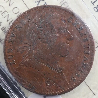 Breton 510 ICCS VF-20 1751 Franco-American original jeton token Indian in lilies - Image 1 of 3